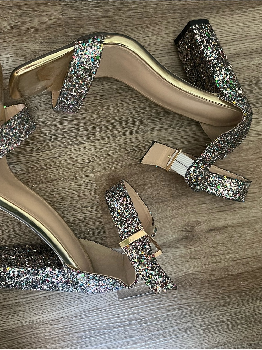 Women’s Glitter Block Heel Sandals - Multicolor
